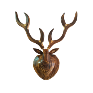 Wooden Wall Hanging Deer Head Statue 18x22x10 Inch