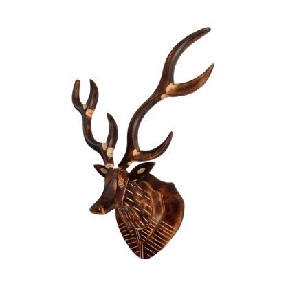 Wooden Wall Hanging Deer Head Statue 18x22x10 Inches