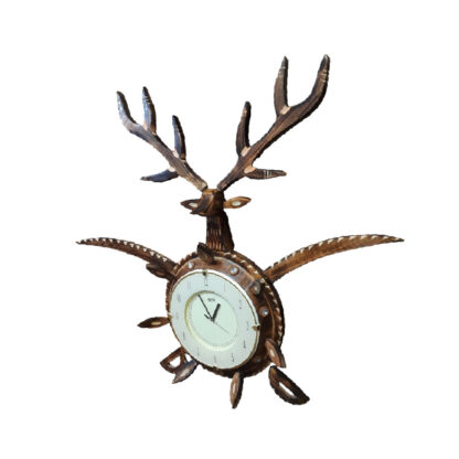 Wooden Wall Hanging Deer Watch 15 Inches Peacock Handicraft