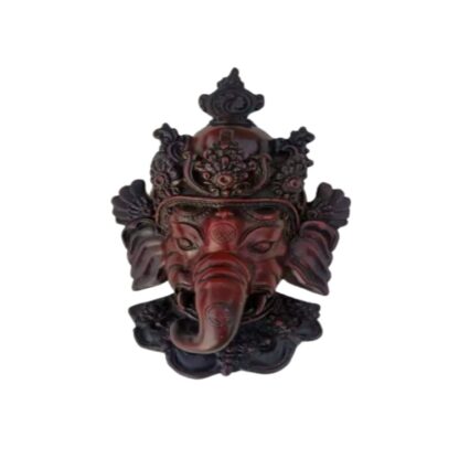 Red Ganesh Mask 7inches sold by Peacock Handicraft
