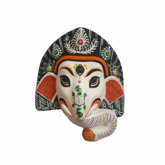 Ganesh Wall Hanging White Paper And Clay Mask 9 Inch