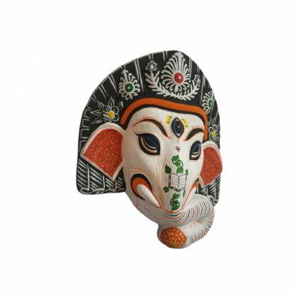 Ganesh Wall Hanging White Paper And Clay Mask 9 Inch By Peacock Handicraft