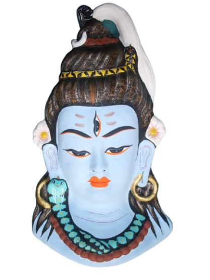 Shiva Wall Hanging Blue Paper And Clay Mask (14)''