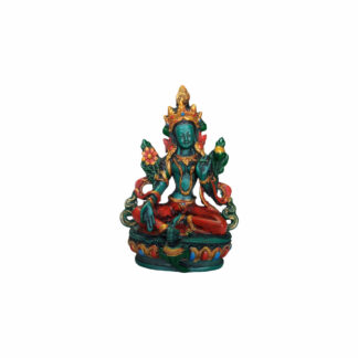 Colorful Green Tara Resin Statue 5 Inch – Unique Buddhist Home Decor Piece