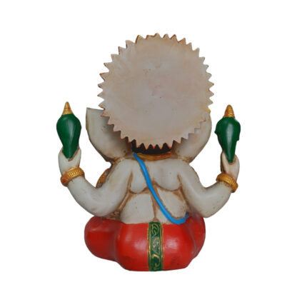 Colorful White Fat Ganesh 8.5 Inch