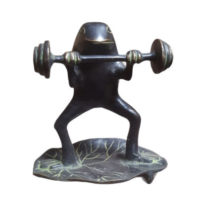 Frog Lifting Dumbell Statue 5 Inches