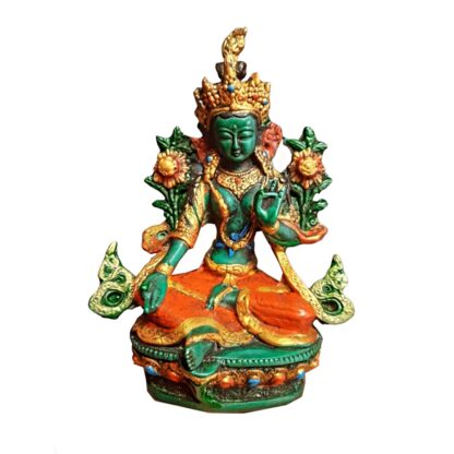 Green Tara Statue Colourful 6 Inch