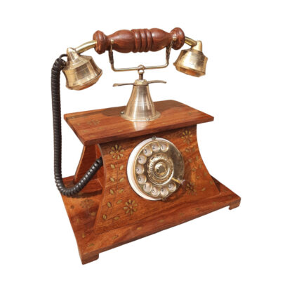 Wooden Telephone Set Antique 10x10x7 Inch