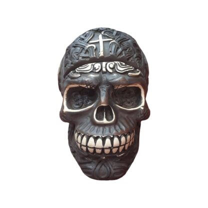 White Antique Skull Head Ashtray With Carvings 3 Inches