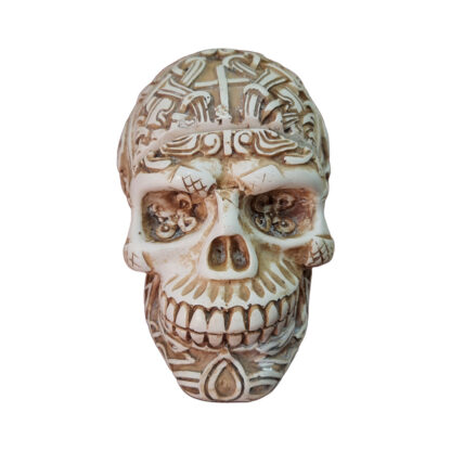 Resin White Skull Head Carved Design Ashtray 4 Inch