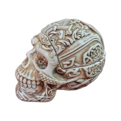 Resin White Skull Head Carved Design Ashtray 4 Inch