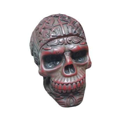 Resin Red Skull Head Carved Design Ashtray 4 Inch