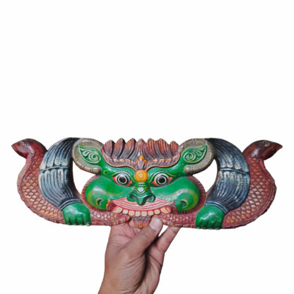 Big Colorful Wall Hanging Wooden Cheppu Carving 14x15 Inch By Peacock Handicraft