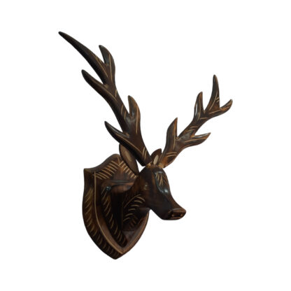 Big Wooden Deer Head Statue 19 x19 x11 Inch Right