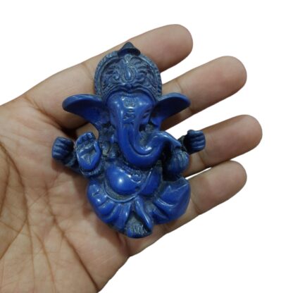 Ganesh Statue Blue Resin 2 Inch In Hand