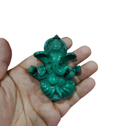 Ganesh Statue Green Resin 2 Inch In Hand