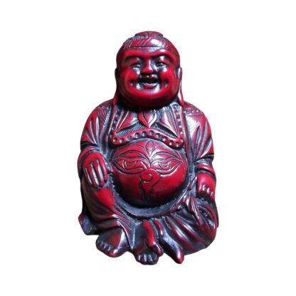 Laughing Buddha Resin Idol Statue 4 Inches Reddish Black For Home Office, Decor, Showpiece, Figurines