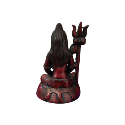 Lord Shiva Meditation Statue With Trisul 5 Inch Red Peacock Handicraft