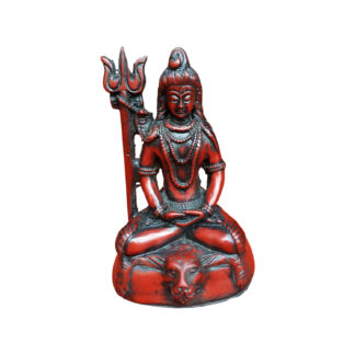 Lord Shiva Meditation Statue With Trisul 5 Inch Red
