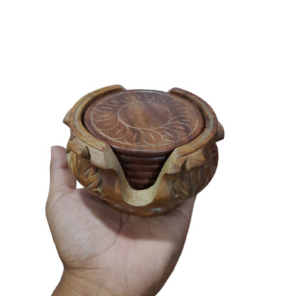 Lotus Tea Coaster Wooden Six Pieces