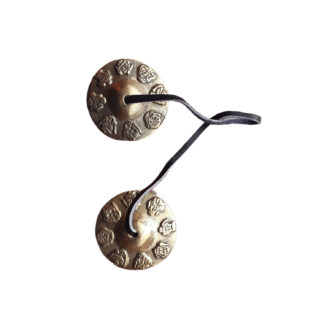 Nepali Folk Musical Instrument Jhyali Cymbals Or Jhyamta Smallest 2 Inches With Auspicious Carvings