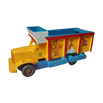 Nepali Wooden Colorful Toy Truck Medium 9x3 Inches