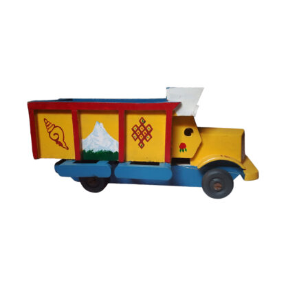 Nepali Wooden Colorful Toy Truck Medium 9x3 Inches By Peacock Hadicraft