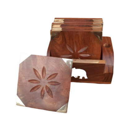 New Wooden Square Elephant Tea coaster 4 Inches