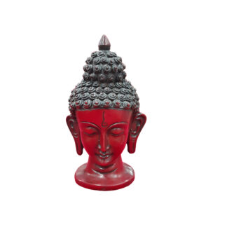 Red Resin Nepali Buddha Head Statue 6 Inch