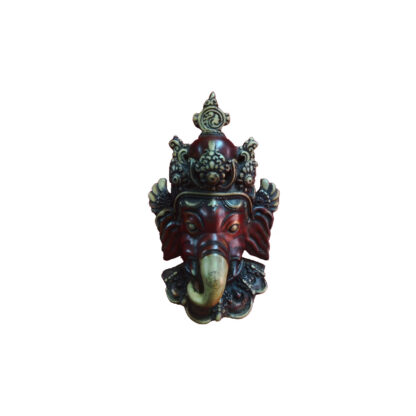 Resin Antique Colour Ganesh Head Mask With Neck 7 Inches