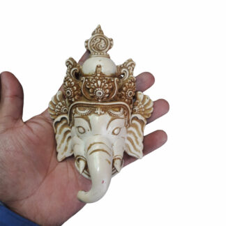 Resin White Ganesh Head Mask Without Neck 7 Inches