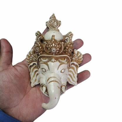 Resin White Ganesh Head Mask Without Neck 7 Inches