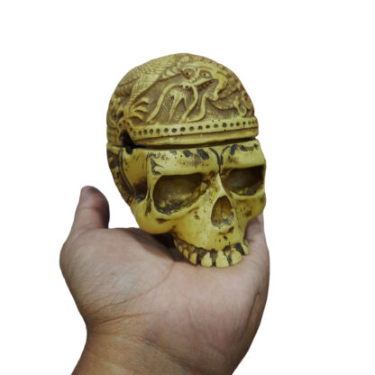 Skull Head Ashtray White Carving 4.5 Inch