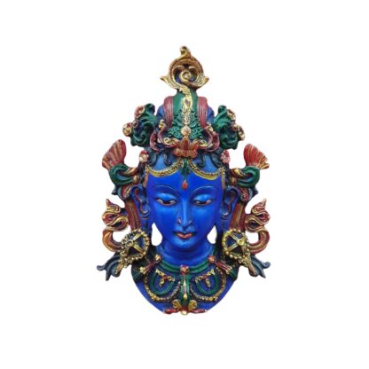 Wall Hanging Colorful Blue Resin Tara Mask 8 Inches