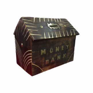Wooden House Design Antique White Money Bank 8x5 Inch