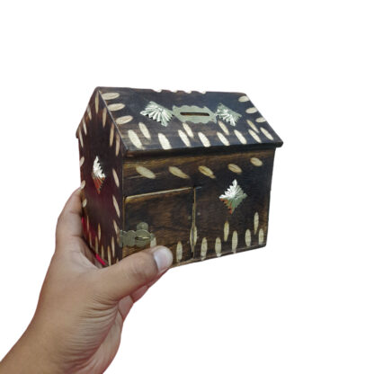 Wooden House Star Money Bank 5x6 Inch Back