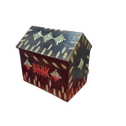Wooden House Star Money Bank 5x6 Inch Side