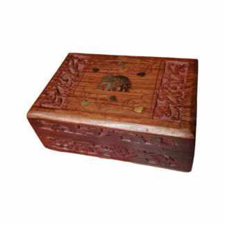 Wooden Lock Box With Carvings 6x4 Inch