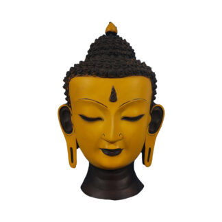 Yellow Antique Resin Buddha Mask 12 Inches