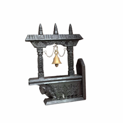 Big Wooden Wall Hanging Bell Black 12 Inch