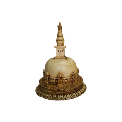White Resin Buddhist Stupa Or Chaitya 7 Inches