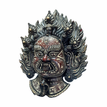 Bhairav Head Or Bhairab Mask Big Resin Hand Carved Reddish Black Inch Left