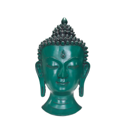 Buddha Head Mask Green Simple 12 Inch