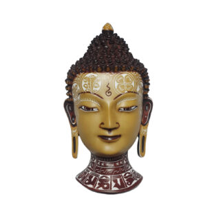 Buddha Head Mask Grey With Carvings 8x4 Inch