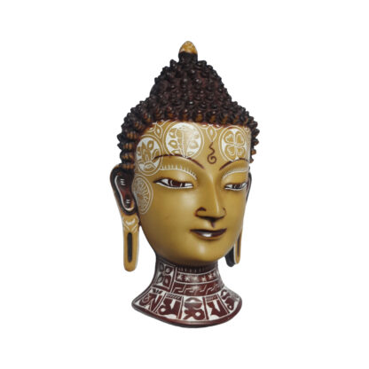 Buddha Head Mask Grey With Carvings 8x4 Inch Right
