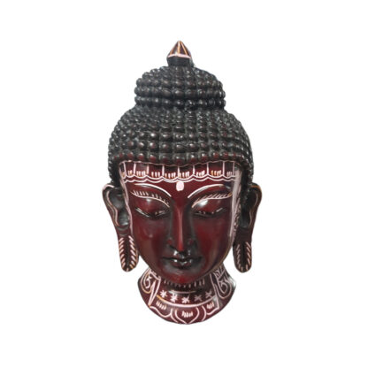 Buddha Mask Head Smallest Red Color With Carving 6 Inch