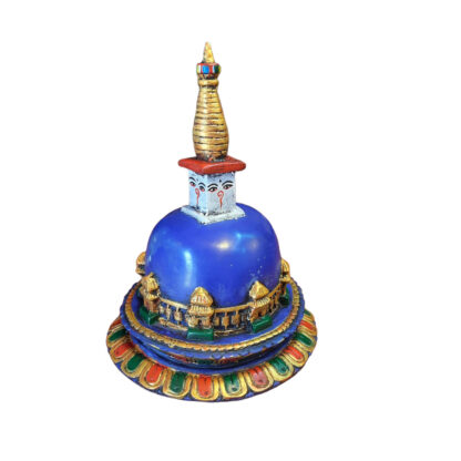 Colorful Blue Resin Buddhist Stupa Or Chaitya 7 Inches