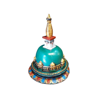 Colorful Green Resin Buddhist Stupa Or Chaitya 7 Inches