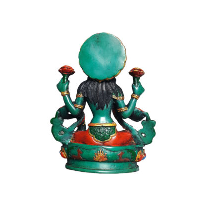 Laxmi Statue Green Colorful 8.5 Inch Back