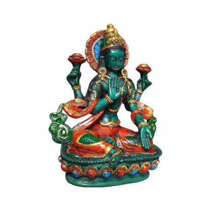 Laxmi Statue Green Colorful 8.5 Inch Right